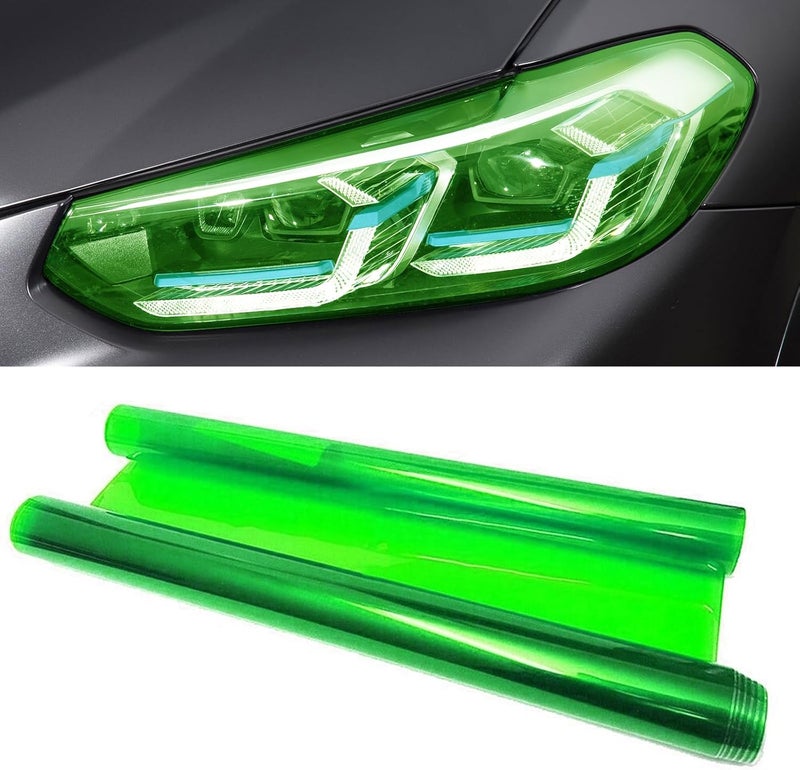 Hirificing Tint Film for Taillight Headlight Fog Light, 12×48 Inches Vinyl Self-Adhesive Car Tail Light Tape, Brake Light Headlight Cover Protection Film Color Shiny Chameleon Sticker (Green) - Image 1